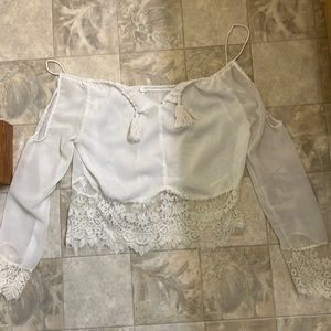 White lace crop top